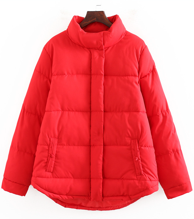 Black Padded Stand Up Collar Jacket