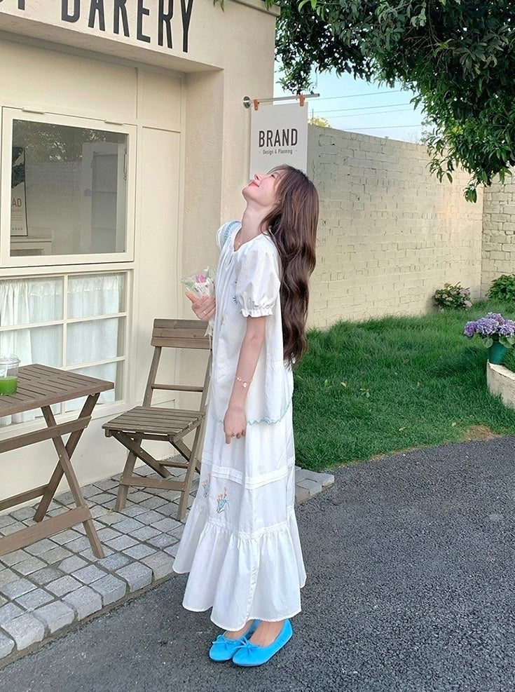Romantic Embroidered Shirt And Skirt Set