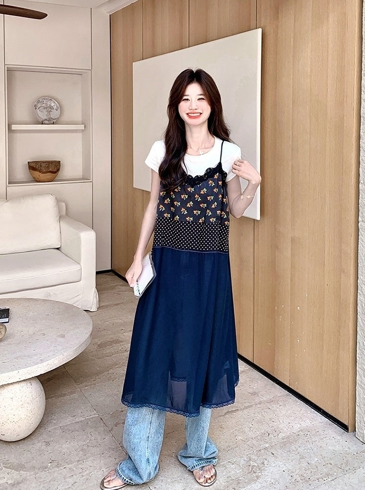 Romantic Floral Lace Trim Casual Camisole Top
