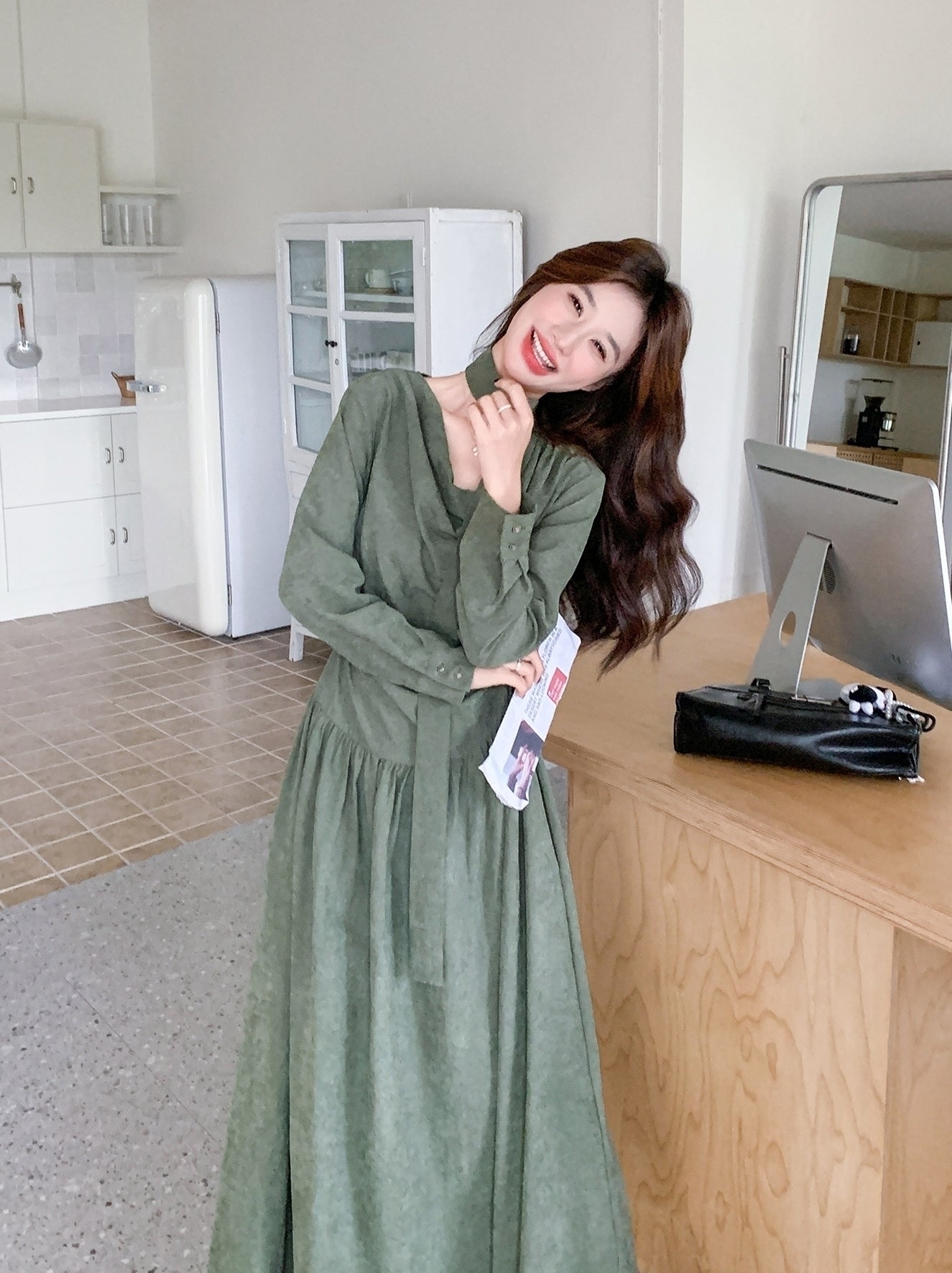 Romantic Flowy Bow Tie Neck Dress