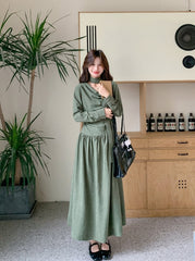 Romantic Flowy Bow Tie Neck Dress