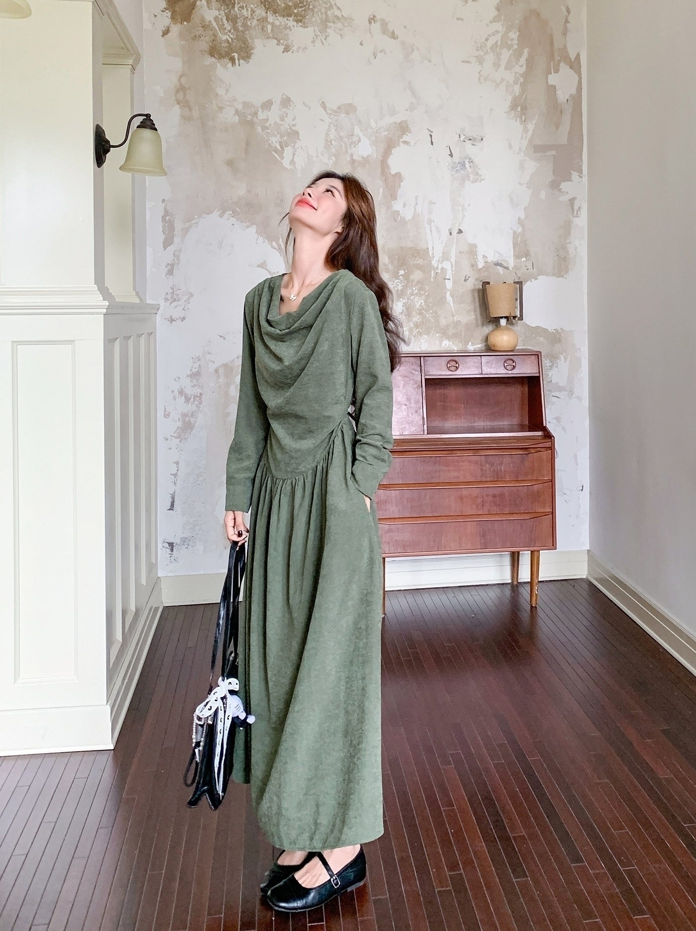 Romantic Flowy Bow Tie Neck Dress