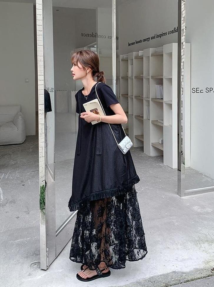 Romantic Korean Style Sleeveless Dress And T Shirt Set