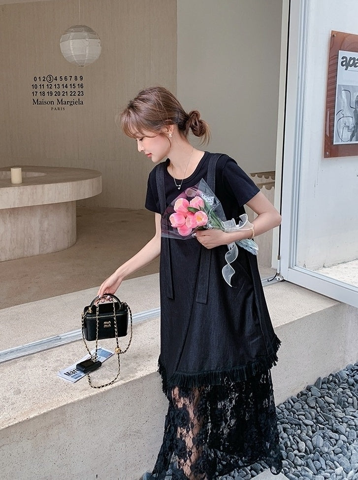Romantic Korean Style Sleeveless Dress And T Shirt Set