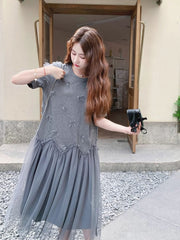 Romantic Mesh Bow Design Long Dress