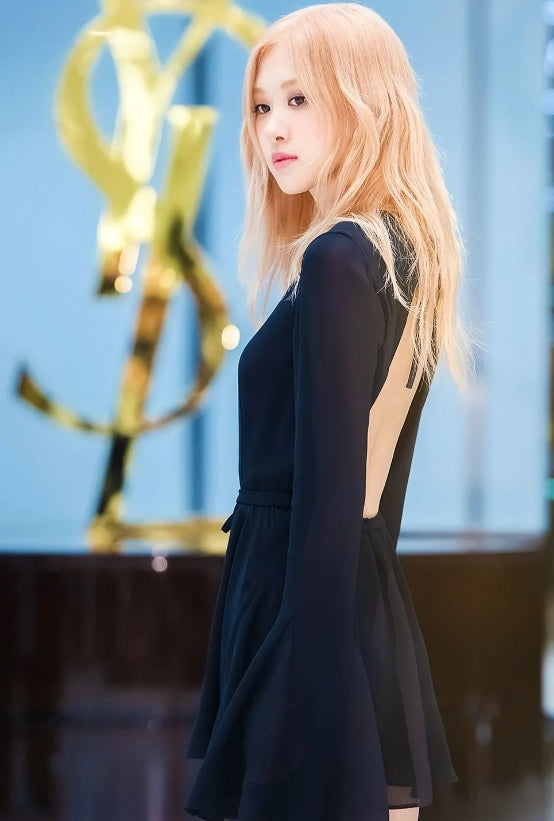 Black Flared Long Sleeve Dress