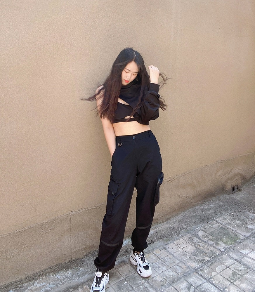 Black Half-Cut Sweatshirt