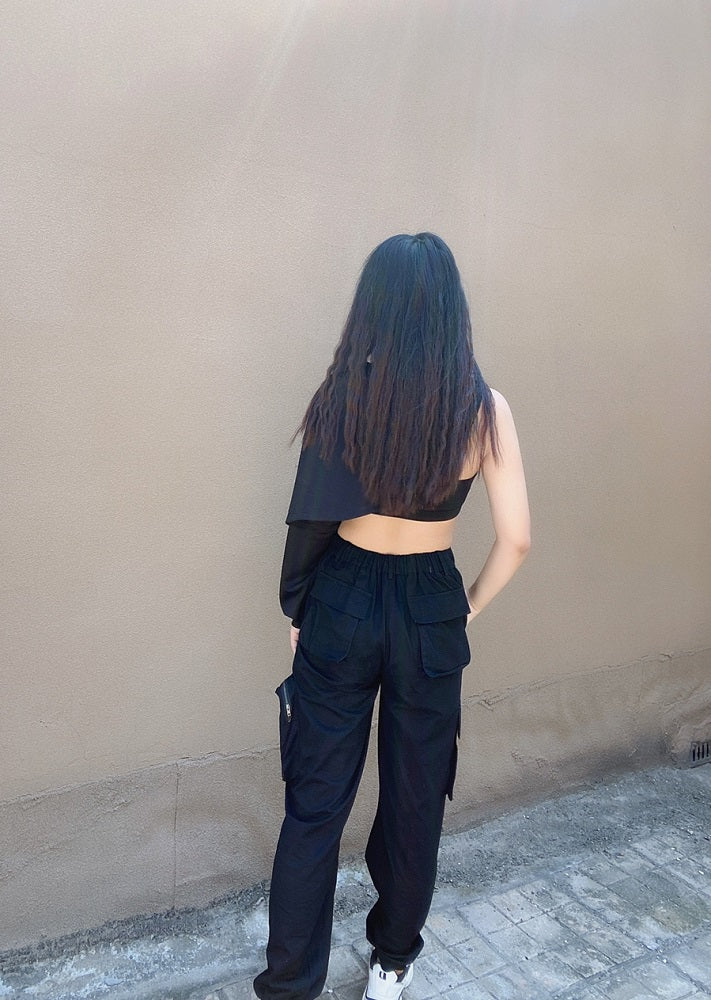 Black Half-Cut Sweatshirt