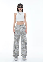 Grey Faded Camouflage Cargo Pants