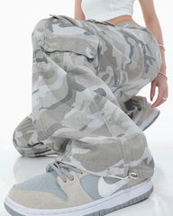 Grey Faded Camouflage Cargo Pants
