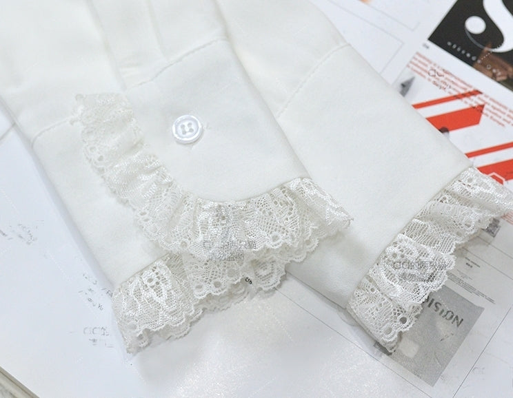 White Lace-Trimmed Blouse
