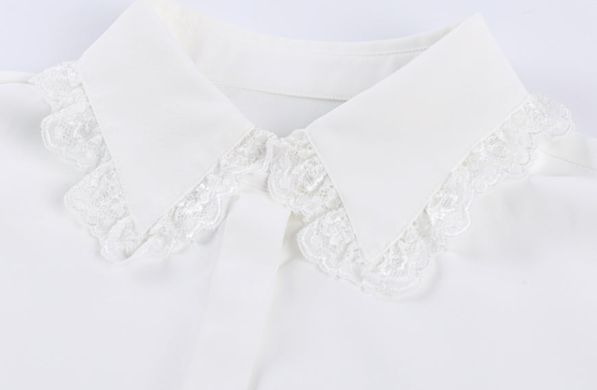 White Lace-Trimmed Blouse