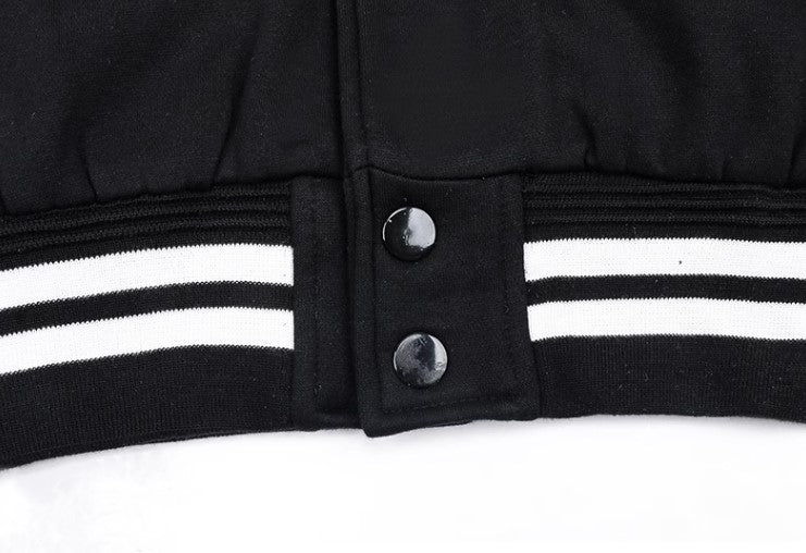 White Lined Black Baseball Jacket