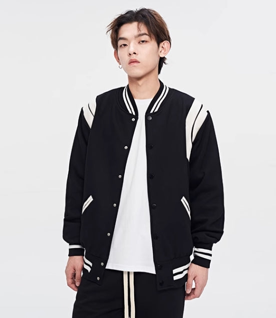 White Lined Black Baseball Jacket