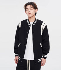 White Lined Black Baseball Jacket