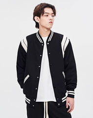 White Lined Black Baseball Jacket