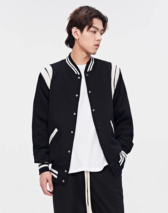 White Lined Black Baseball Jacket