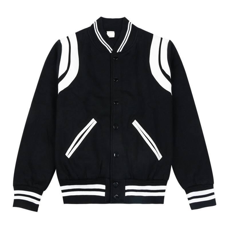 White Lined Black Baseball Jacket