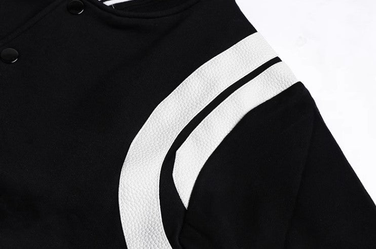 White Lined Black Baseball Jacket