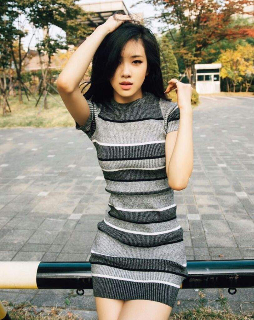 Grey Striped Knitted Dress