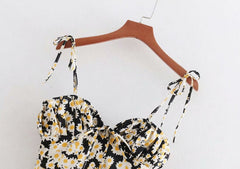Black Flower Print Cami Dress