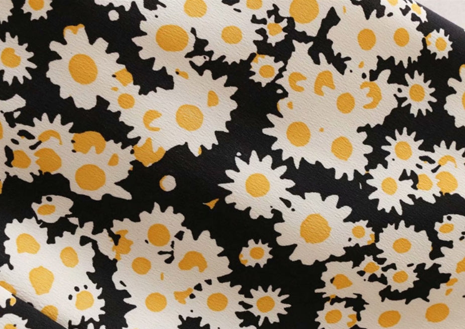 Black Flower Print Cami Dress