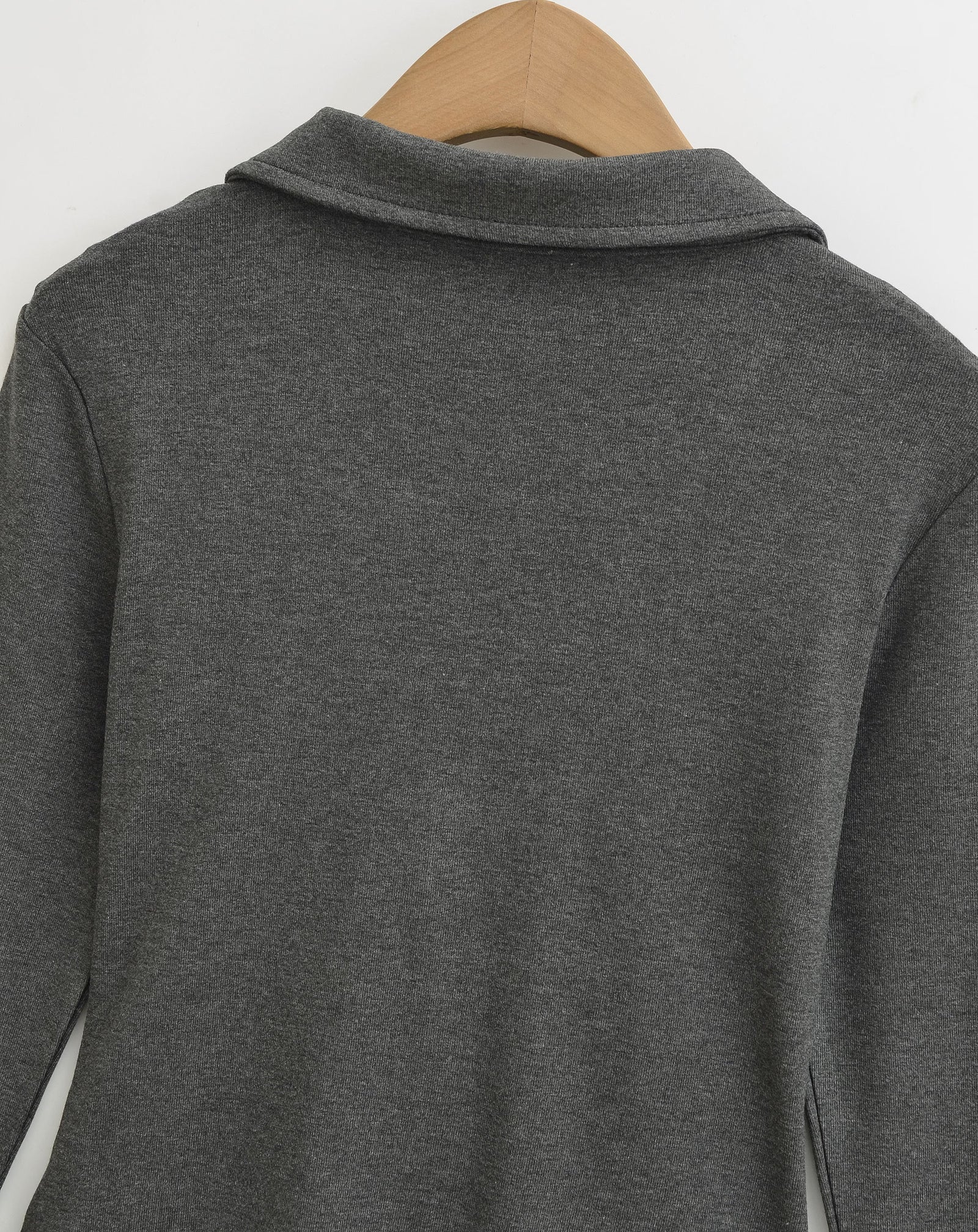 Ruched Tie Detail Collared Long Sleeve Top