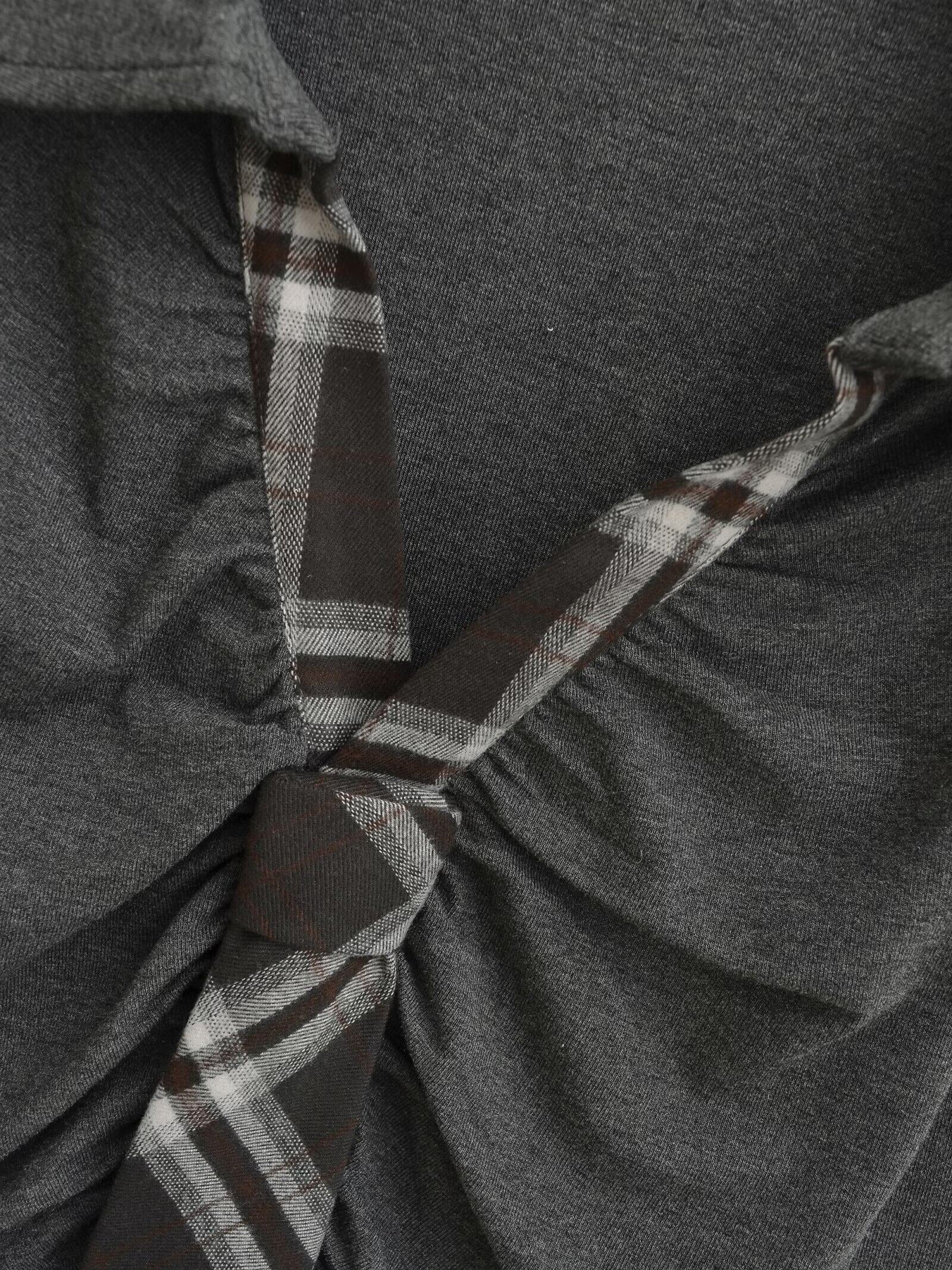 Ruched Tie Detail Collared Long Sleeve Top
