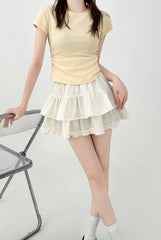 Ruffled Layered A Line Short Skirt