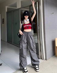 Grey Side Pocket Drawstring Pants