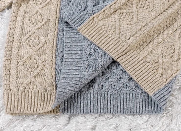 Blue Two Tone Knit Sweater