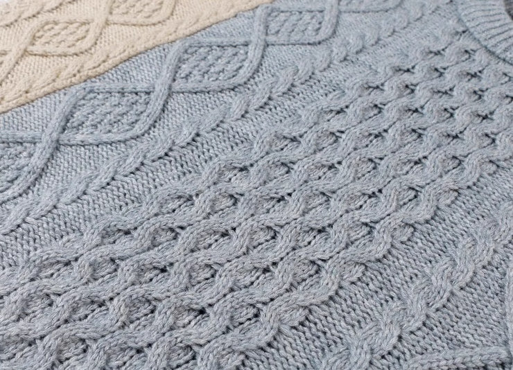 Blue Two Tone Knit Sweater