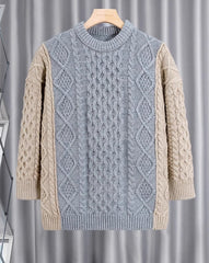 Blue Two Tone Knit Sweater