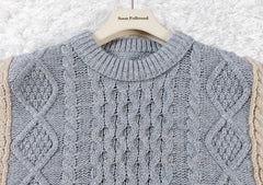 Blue Two Tone Knit Sweater