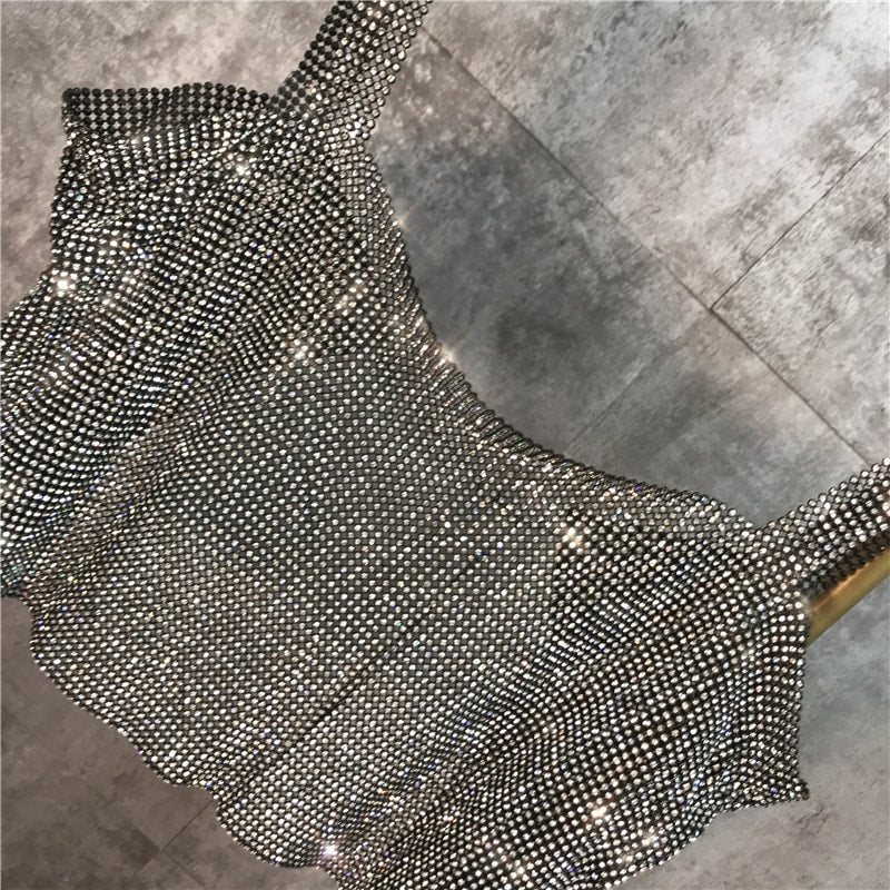 Grey Shiny Strap Crop Top