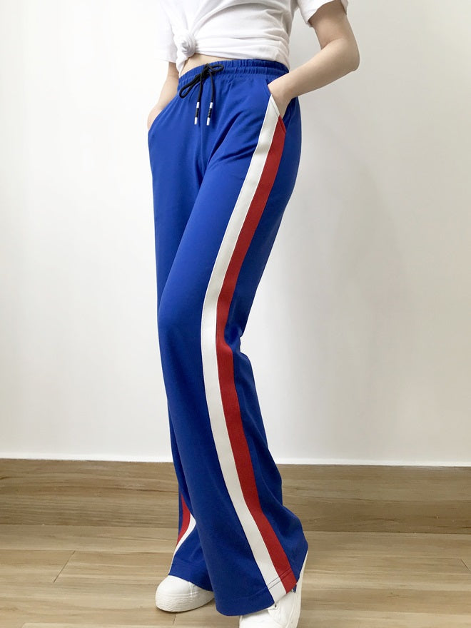 Blue Track Pants With Stripes