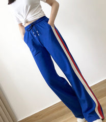 Blue Track Pants With Stripes