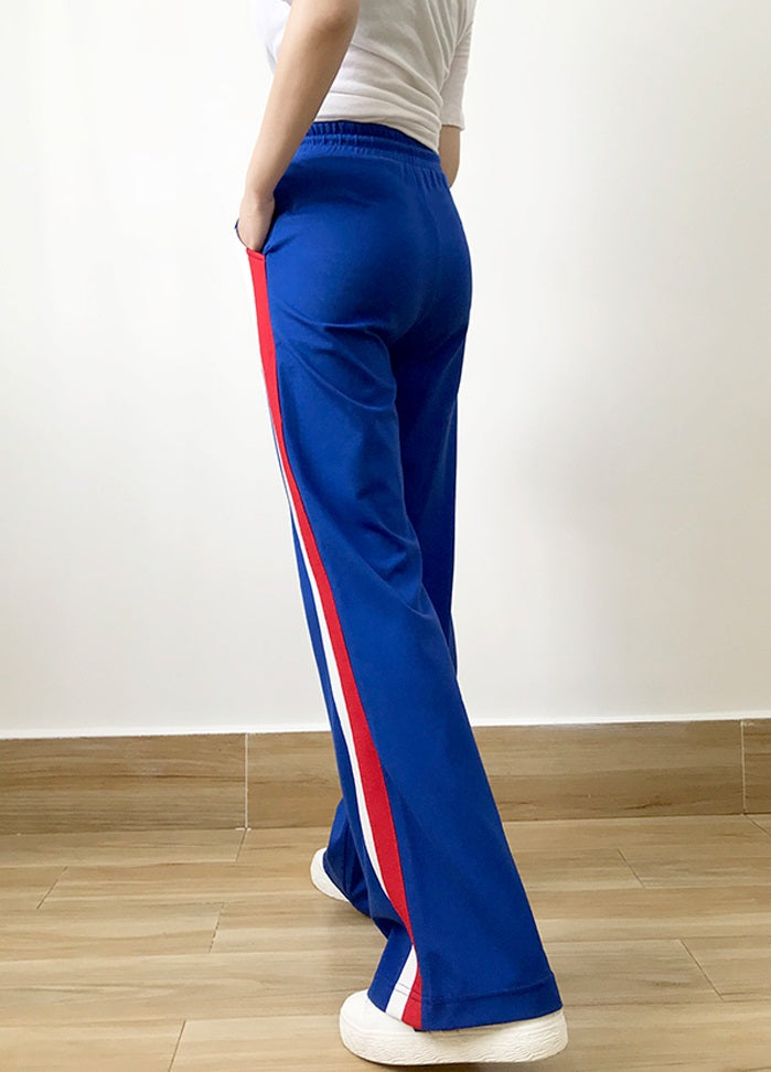 Blue Track Pants With Stripes