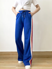 Blue Track Pants With Stripes