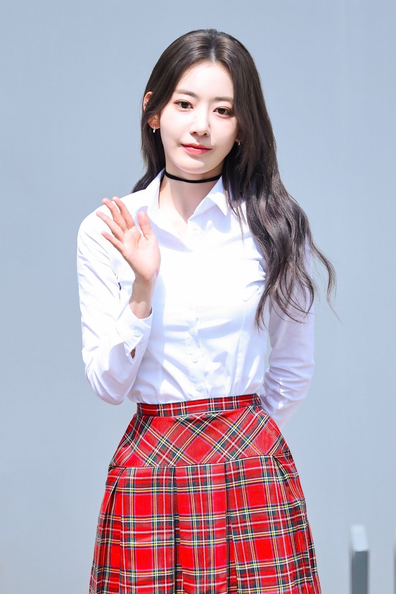 Red Pleated A-Line Plaid Skirt