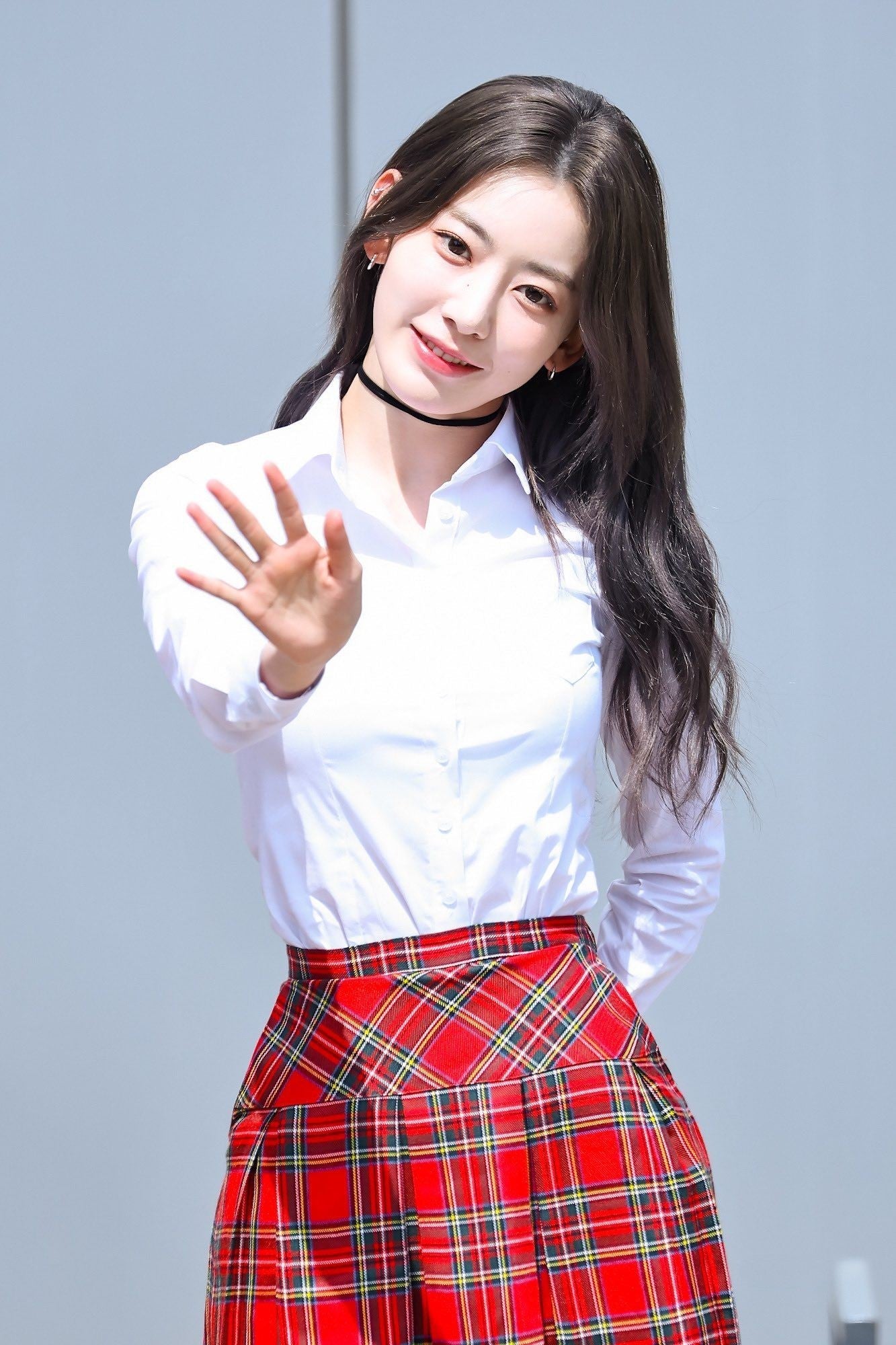 Red Pleated A-Line Plaid Skirt