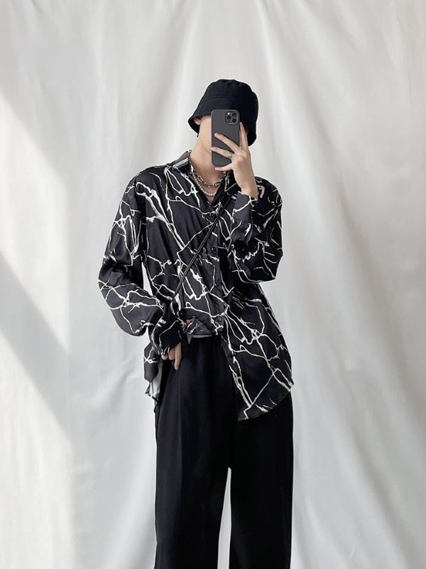 Black Loose Button-Down Shirt