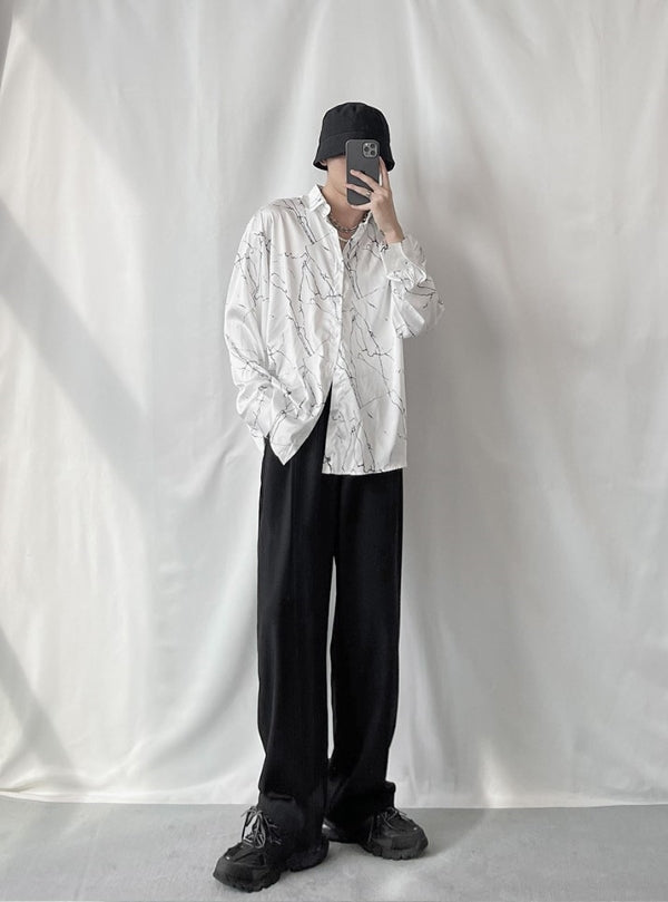 Black Loose Button-Down Shirt