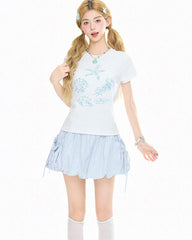 Sea Shell Print Slim Fit Crop Top