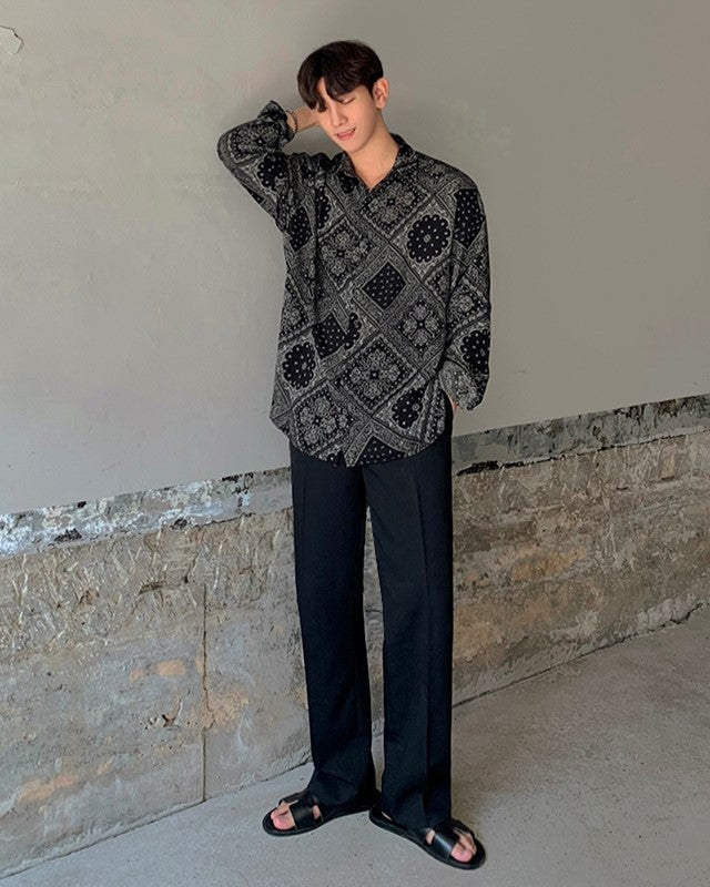 Black Long Sleeve Bandana Shirt