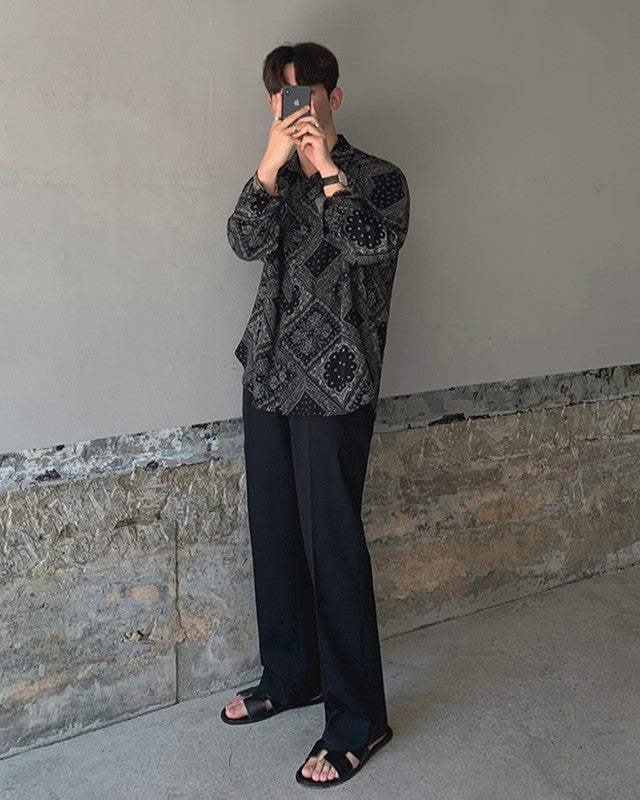 Black Long Sleeve Bandana Shirt