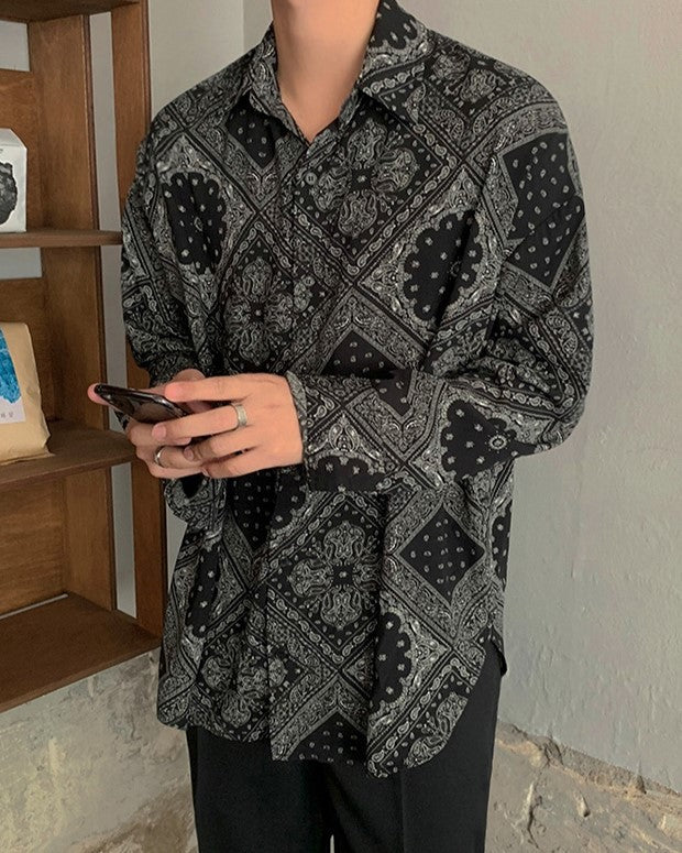 Black Long Sleeve Bandana Shirt