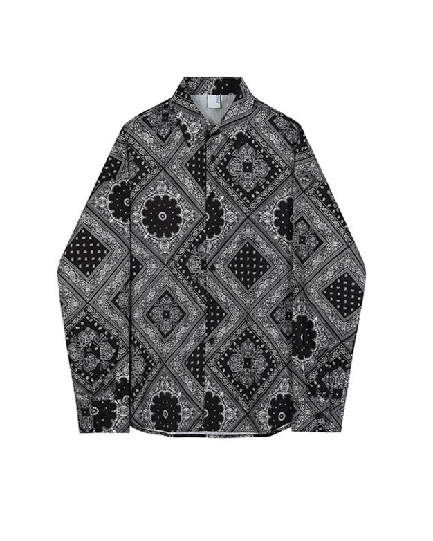 Black Long Sleeve Bandana Shirt