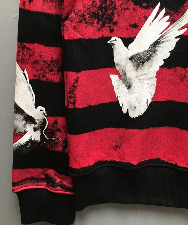 Red And Black Striped Dove Sweatshirt