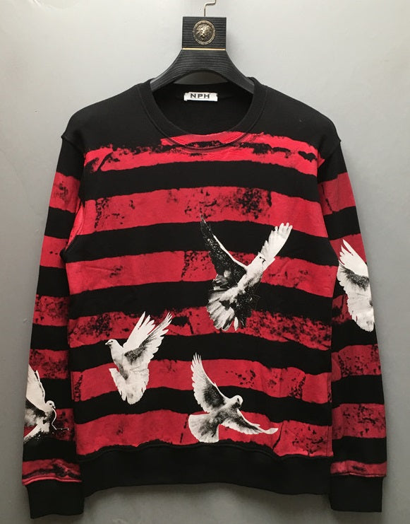 Red And Black Striped Dove Sweatshirt